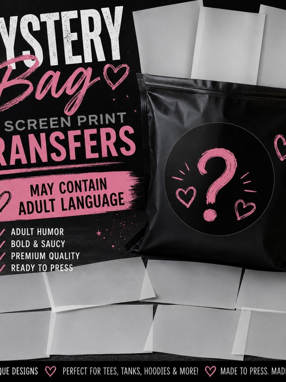 Mystery Screen Print Transfers Bag - Black & Pink